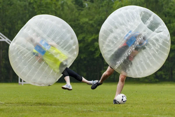 Bubble football funny moment. Concept: Fun, Sport, Flying.