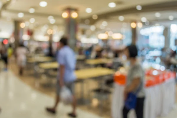 Blurred people walking in the food court