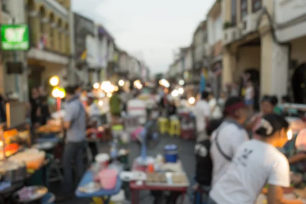 Blurred people and local food on the street, Phuket, Thailand