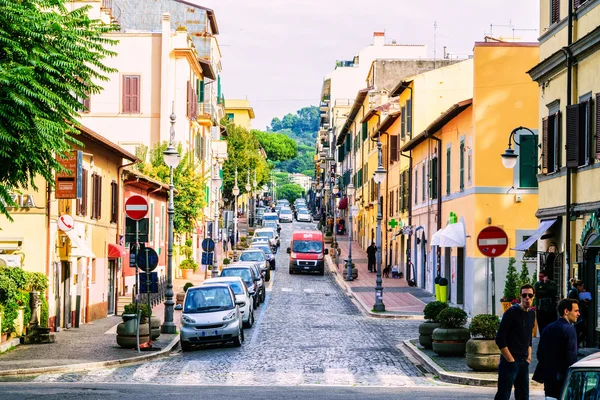 Streets and every day life of small italian city near Rome in Grottaferrata, Italy