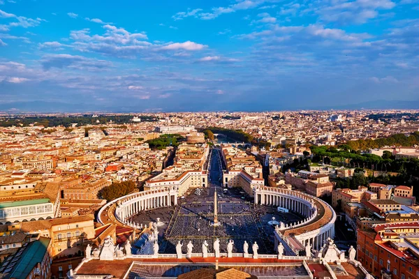 Panoramic view of city of Rome and St. Peter\'s Square from top of the dome of the basilica of St. Peter