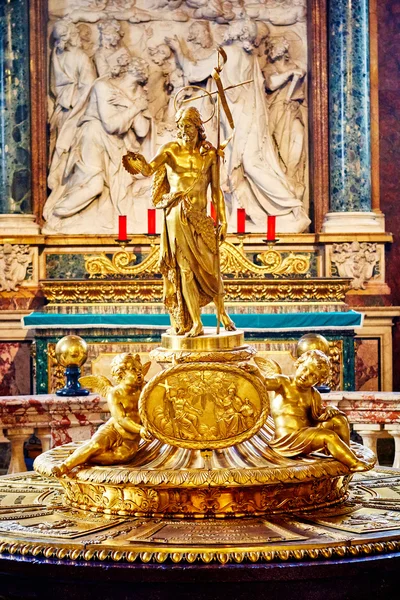 ROME, ITALY - OCTOBER 30: The interior of the church of St. Mary Major, Santa Maria Maggiore is full of works of art, valuable objects and relics in Rome, Italy on October 30, 2014.