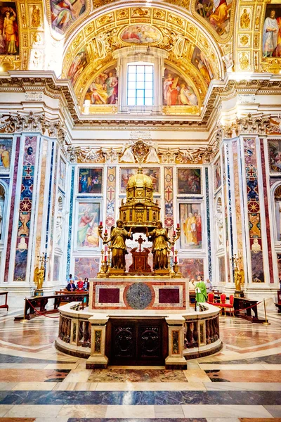 ROME, ITALY - OCTOBER 30: The interior of the church of St. Mary Major, Santa Maria Maggiore is full of works of art, valuable objects and relics in Rome, Italy on October 30, 2014.