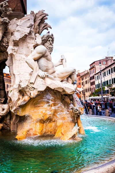 ROME, ITALY - OCTOBER 29: Fountain Four rivers in Piazza Navona, the city square in Rome, Italy on October 29, 2014.