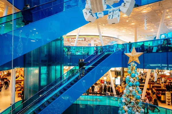 MALMO, SWEDEN - JANUARY 2, 2015: Emporia, modern shopping center, is visited by many people during Christmas season in Malmo, Sweden.