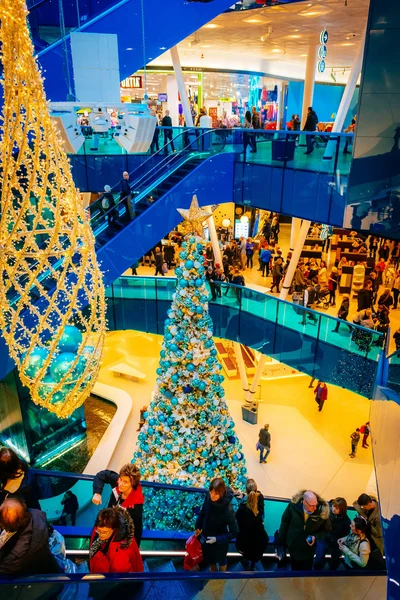 MALMO, SWEDEN - JANUARY 2, 2015: Emporia, modern shopping center, is visited by many people during Christmas season in Malmo, Sweden.