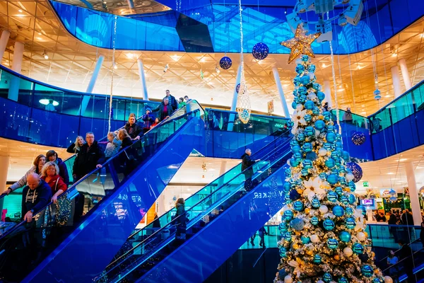 MALMO, SWEDEN - JANUARY 2, 2015: Emporia, modern shopping center, is visited by many people during Christmas season in Malmo, Sweden.