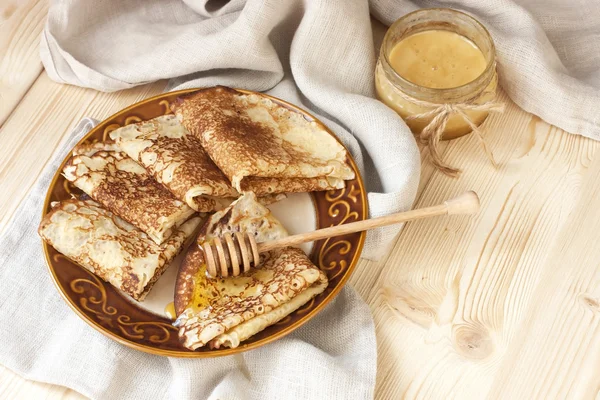 Golden crepes with  honey