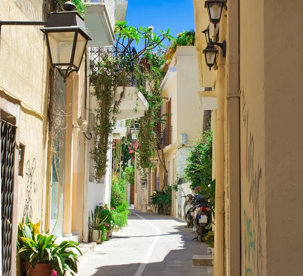 Streets in the old part of the city Retno, Crete, Greece.