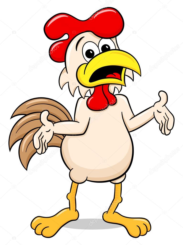 Perplexed cartoon chicken — Stock Vector © antimartina #97670764