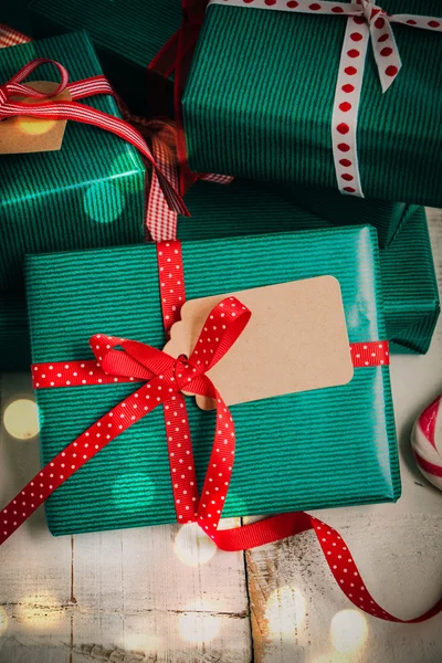 Christmas packages with red bow