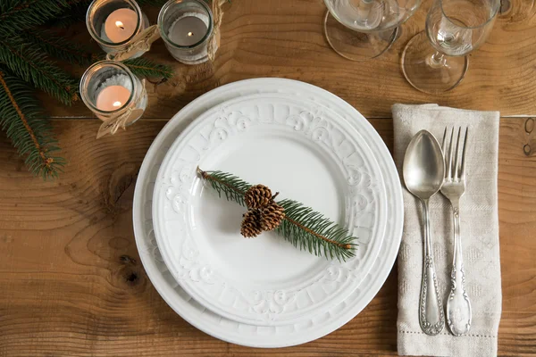 Rustic and natural Christmas table setting