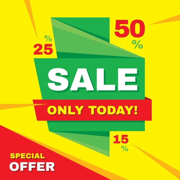 Sale abstract vector origami banner - special offer 50% off. Sale vector banner. Sale abstract background. Super big sale design layout. Origami discount banner. Only today. Sale banner template.