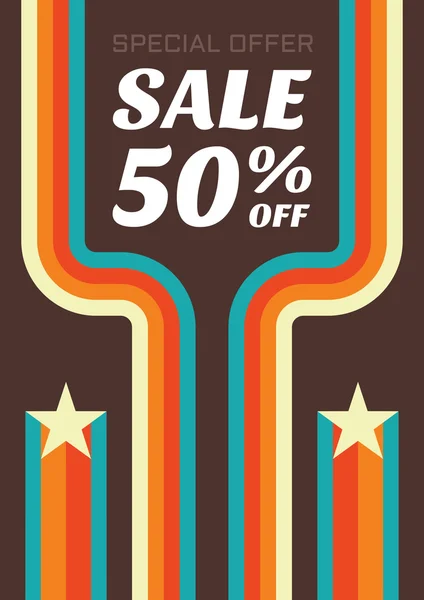 Vintage sale 50% off vector flyer. Sale abstract vector verticall banner in retro style - special offer 50% off. Sale vector banner. Sale abstract background. Super big sale design layout.