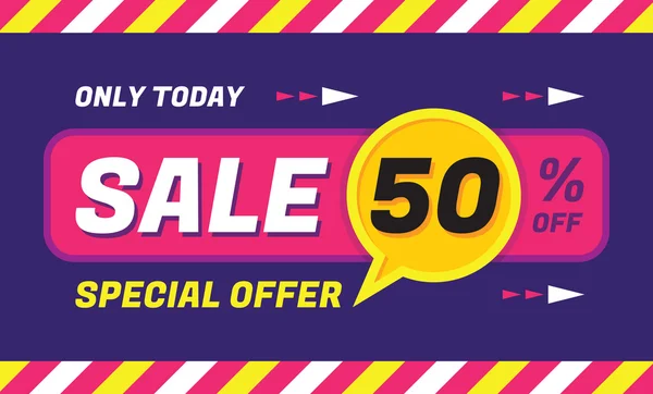 Concept vector banner - special offer - only today 50% off sale eveything. Sale vector banner. Sale abstract background. Super big sale creative layout. Sale horizontal geometric banner template.