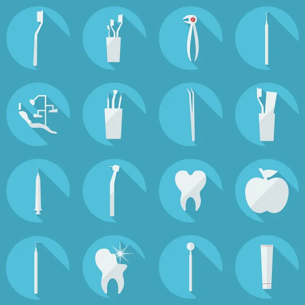Flat concept, set modern design with shadow dentist tools