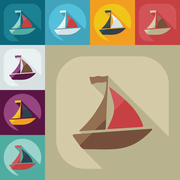 Flat modern design with shadow icon sailing ship