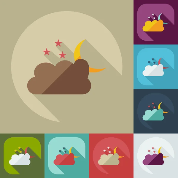 Flat modern design with shadow icons cloud moon stars