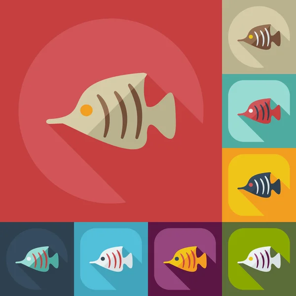 Flat modern design with shadow icons small fish