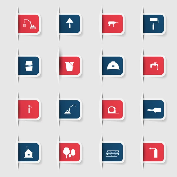 Set, a collection of unique paper stickers construction icons