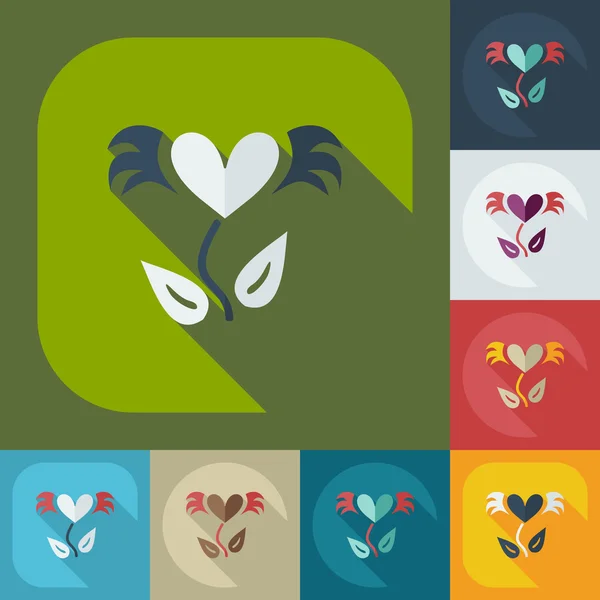 Flat modern design with shadow icons love tree