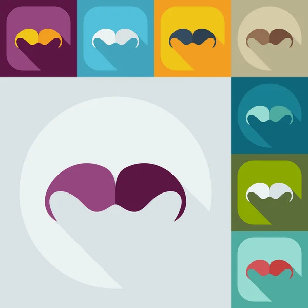 Flat modern design with shadow icons mustache