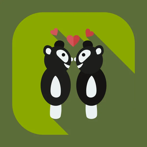 Flat modern design with shadow icons panda love