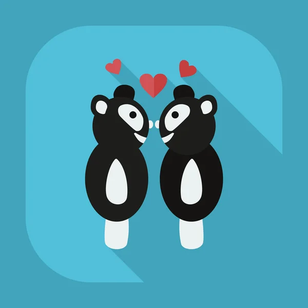 Flat modern design with shadow icons panda love