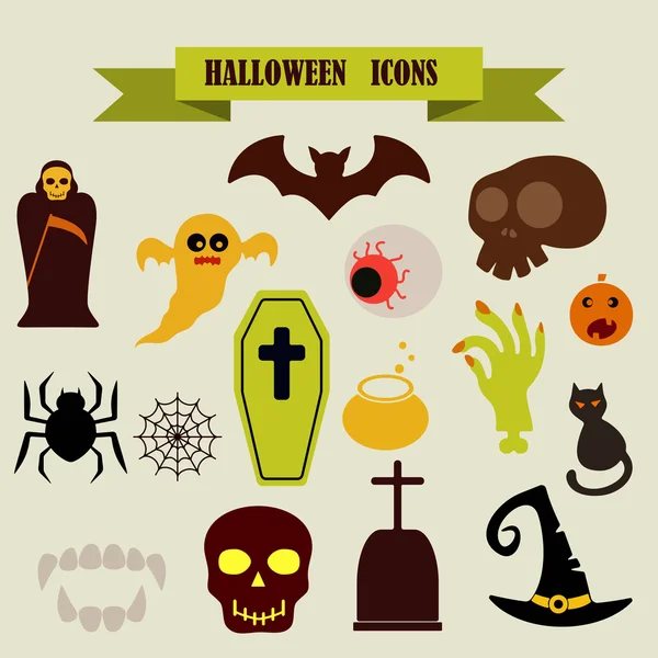 Multicolored icons with tape on the topic Halloween