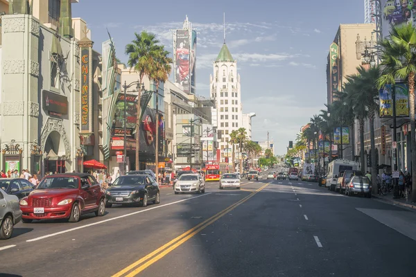 LOS ANGELES - SEPTEMBER 7, 2013: View of Hollywood Boulevard at sunset. In 1958, the Hollywood Walk of Fame was created on this street as a tribute to artists working in the entertainment industry.