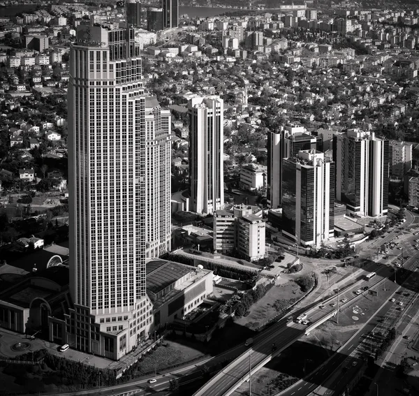 Istanbul skyline of skyscrapers and modern buildings from above. Business district.