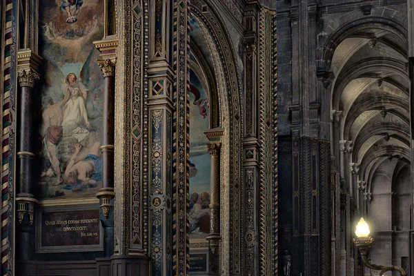 Interior view of Notre-Dame Cathedral, one of the finest examples of French Gothic architecture in Paris