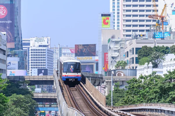 BANGKOK, THAILAND - 2016 March 09: BTS Skytrain of Silom Line, The Silom Line is a route of BTS Skytrain in Bangkok, Thailand.