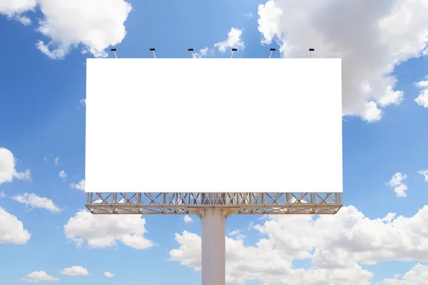 Blank billboard with blue sky and clouds for advertisement.