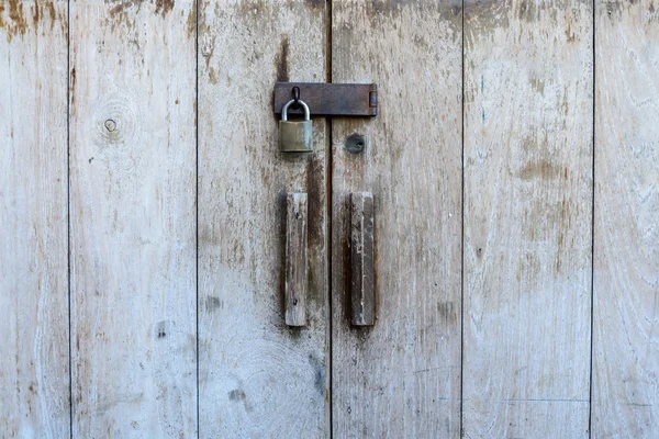 Close up of vintage door locked.