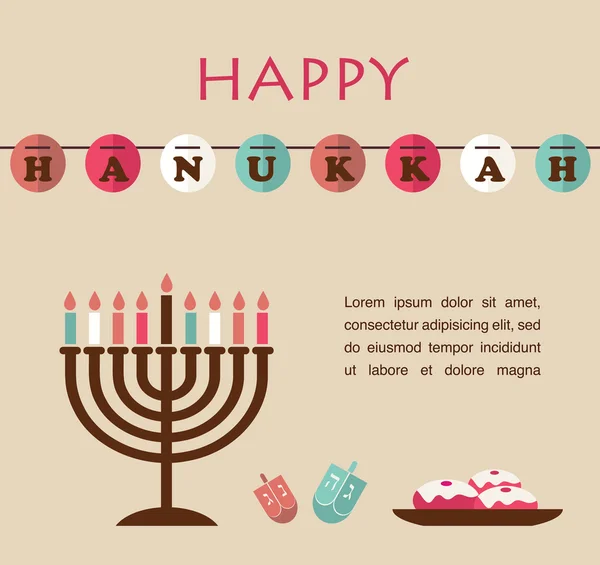 Vector illustrations of famous symbols for the Jewish Holiday Hanukkah