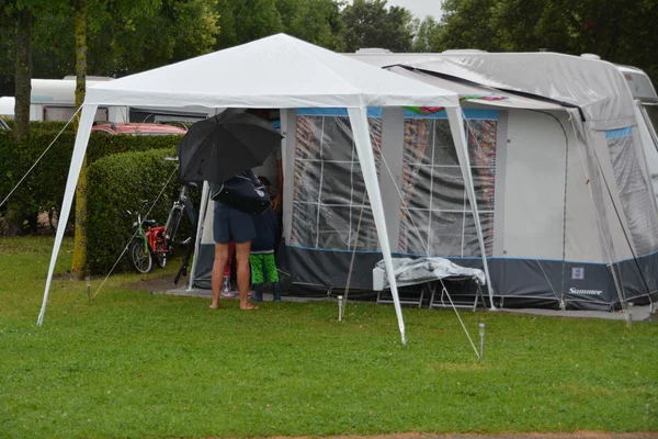 Camping on a rainy day