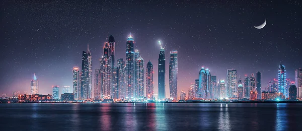 Dubai Marina under moon light