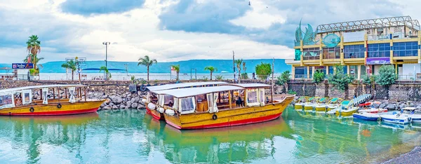 The tourist boats in Tiberias