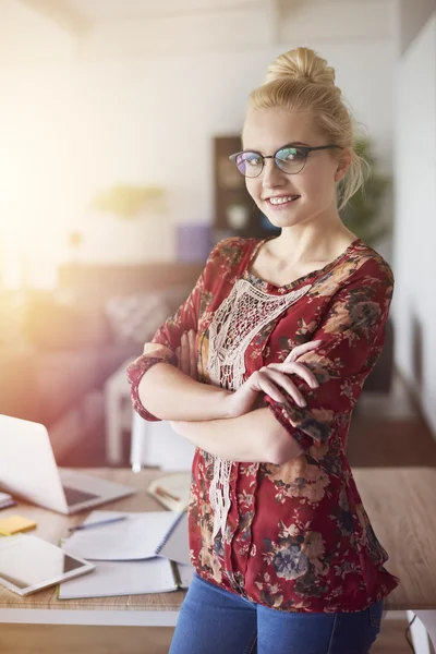 Beautiful woman working at home