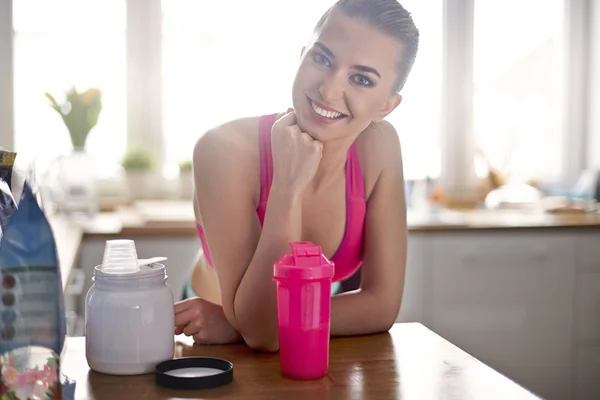 Woman with Protein drink