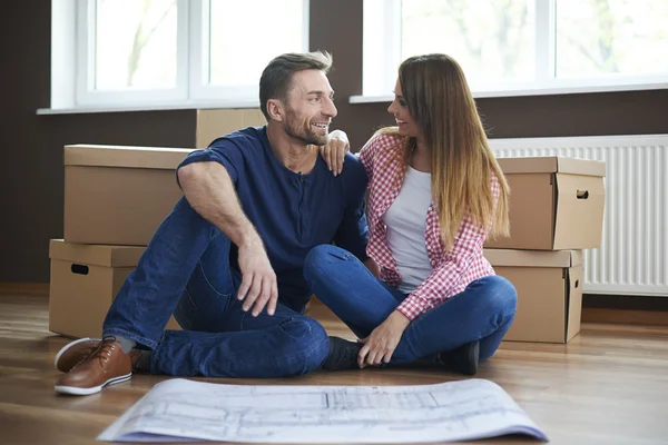 Young couple in new home