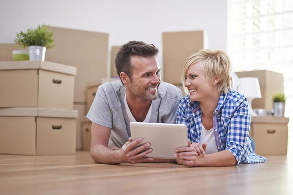 Young couple in new home