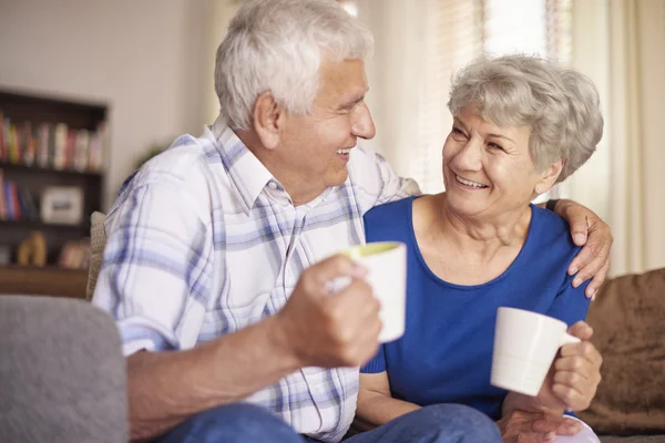 Senior couple drinking coffee