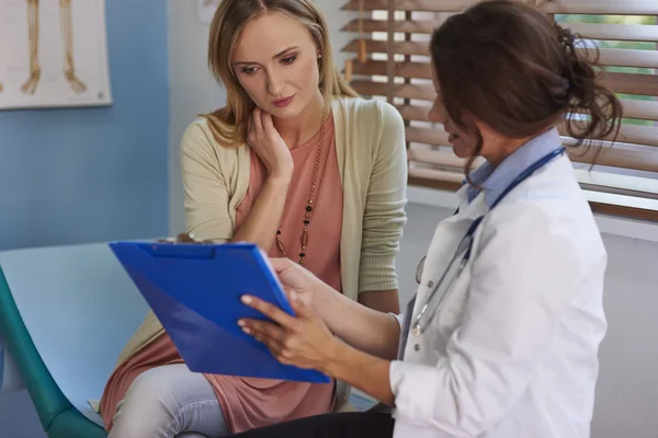 Woman at a routine visit at her doctor