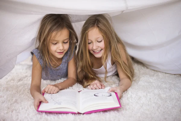 Sisters reading their favorite book