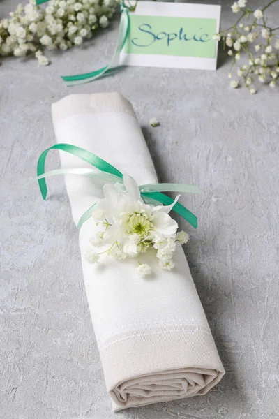 Florist at work. How to make napkin ring with chrysanthemum flow