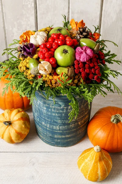 Colorful bouquet made of autumn flowers and plants