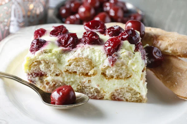 Cherry cake with lady finger biscuits