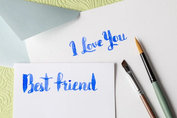 Handwritten words: I love you and best friend